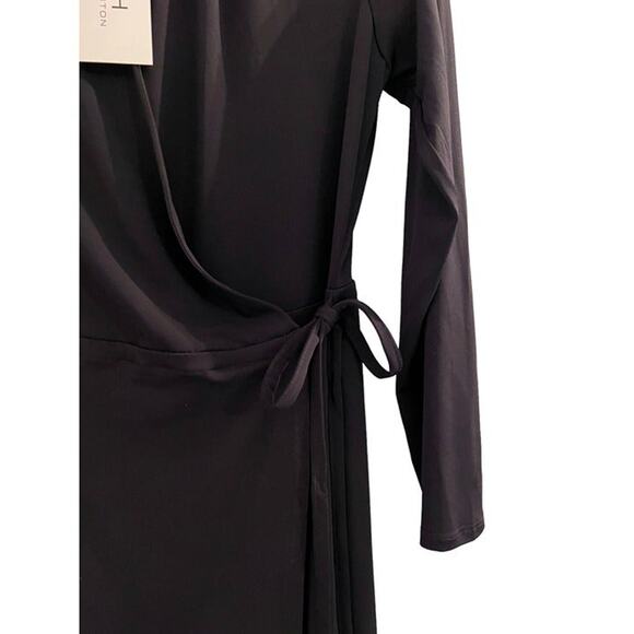 Black Stretchy Wrap Dress by H Halston Medium NWT Office Career Versatile - Picture 5 of 9
